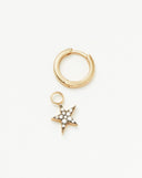 Solid Gold Diamond Single Star Charm Hoop Earring | 14ct Solid Gold/Diamond