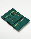 Leather Jewellery Roll | Malachite Green