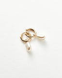 Solid Gold Pearl Drop Mini Hoop Earrings
