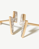Solid Gold Diamond Lightning Stud Earrings | 14ct Solid Gold/Diamond