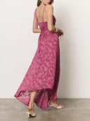 Elegant Floral Jacquard Asymmetrical One-Shoulder Maxi Dress