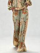 Retro Paisley Print Satin Shirt