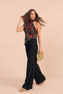 Printed Off-Shoulder Top Wide Leg Pants Set