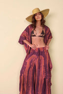 Printed Cardigan And Wide Leg Pants Set
