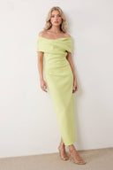 Off-shoulder Pleated Maxi Dress