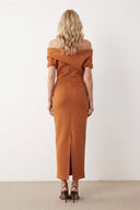 Off-shoulder Pleated Maxi Dress