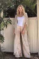 Unique Printed Cardigan And Wide Leg Pants Set
