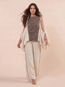 Bohemian Shell Trim Wide-Leg Pants Two-Piece Set