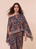 Bohemian Paisley Off Shoulder Cape Sleeve Top