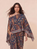 Bohemian Paisley Off Shoulder Cape Sleeve Top
