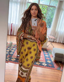 Unique Satin Paisley Print Wide-Leg Pants