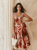 Bohemian Paisley Print Corset Midi Dress