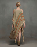 Casual Striped Tassel Asymmetric Shawl Top Two-Piece Set