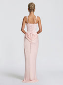 Elegant Square Neck Cinched Top & Ruched Waist Draped Maxi Dress