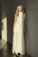 High-Neck Sleeveless Maxi Dress