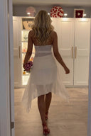 Halter-Neck Top And Irregular Hem Skirt Suit