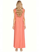 Elegant V-Neck Contrast Trim Maxi Dress