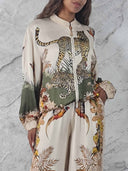 Exotic Jungle Print Wide Leg Pants