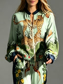 Exotic Jungle Print Wide Leg Pants