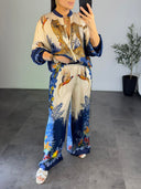 Exotic Jungle Print Wide Leg Pants