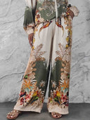 Exotic Jungle Print Wide Leg Pants
