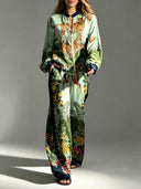 Exotic Jungle Print Wide Leg Pants