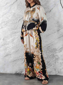 Exotic Jungle Print Zip-Up Long Sleeve Shirt