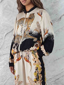 Exotic Jungle Print Wide Leg Pants