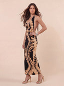 Sexy Tie-Dye Halter Neck Maxi Dress