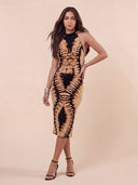 Sexy Tie-Dye Mock Neck Midi Dress