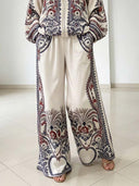 Elegant Paisley Print Wide Leg Pants