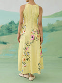 Elegant Floral Embroidered Sleeveless Maxi Dress