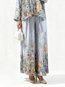Elegant Floral Print Satin Button Shirt