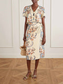 Casual Floral Print Wrap Tie Skirt