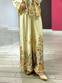 Elegant Floral Print Satin Button Shirt