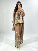 Elegant Floral Print Satin Button Shirt