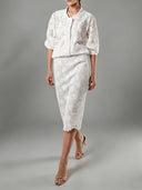 Elegant Floral Lace Jacket & Skirt Two-Piece Set