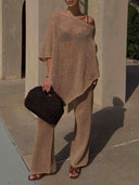 Resort Style Sheer Knit Cover-Up Two-Piece Set