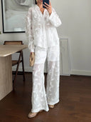 Unique Resort Jacquard Casual Loose Two-Piece Set