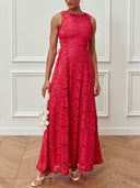 Elegant Lace Drawstring Waist Maxi Dress
