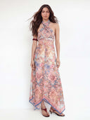 Bohemian Twist Halter Asymmetrical Maxi Dress