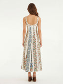 Elegant Floral-Print Lace Detail Sleeveless Dress