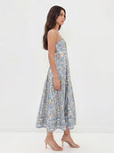 Bohemian Paisley Print Square Neck Midi Dress