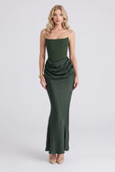 Strapless Pleated Maxi Dress