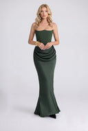 Strapless Pleated Maxi Dress