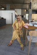 Printed Scarf Shirt And Wide Leg Pants Set
