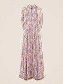 Elegant High Neck Cape Sleeve Ruched Maxi Dress