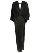 Sequin Batwing Sleeve High Slit Party Maxi Dress
