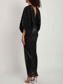 Sequin Batwing Sleeve High Slit Party Maxi Dress