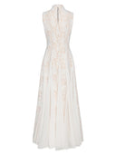 Elegant High Neck Lace Panel Maxi Dress